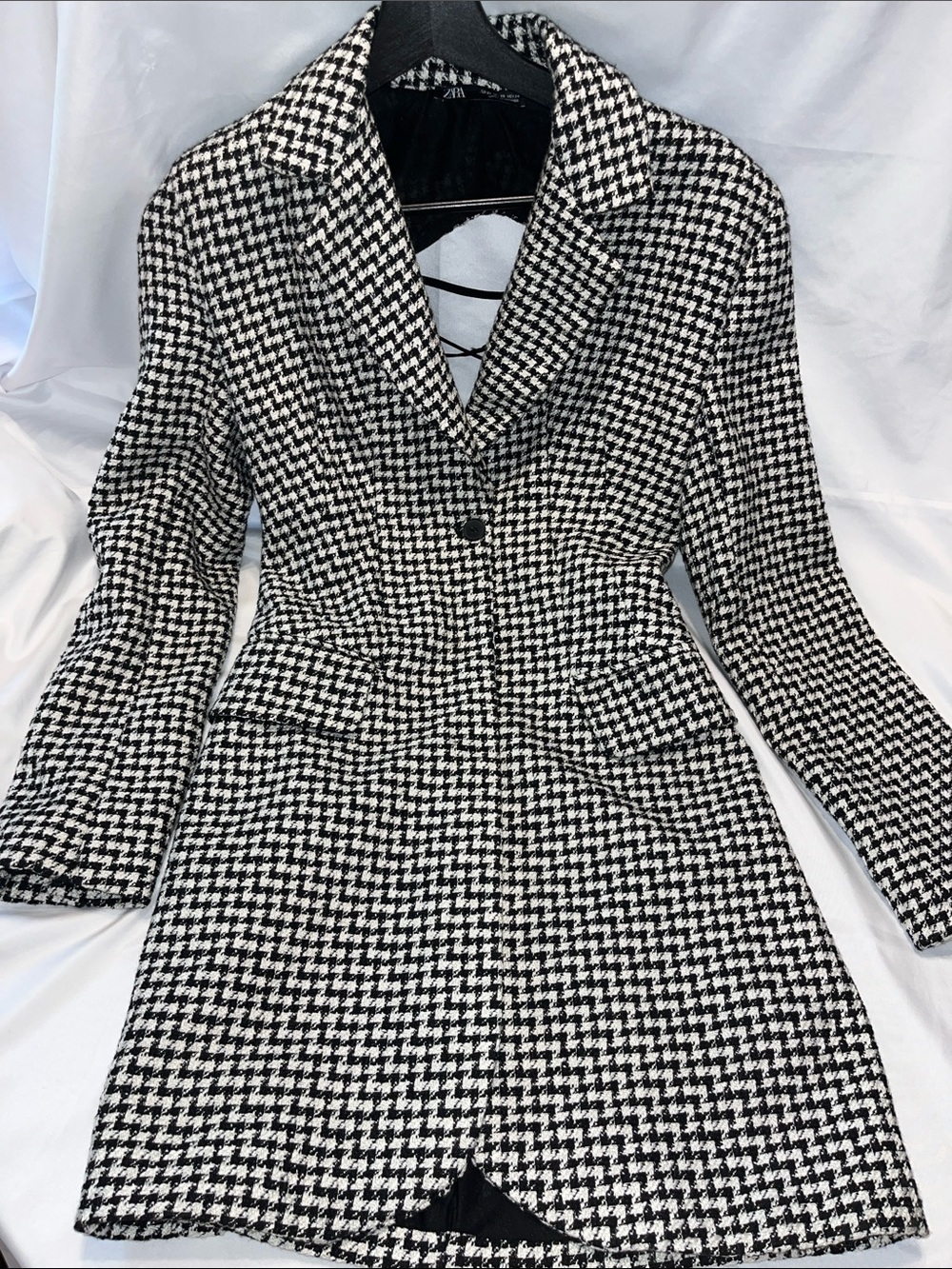 Zara Houndstooth Black & White Tailored Women's Dress